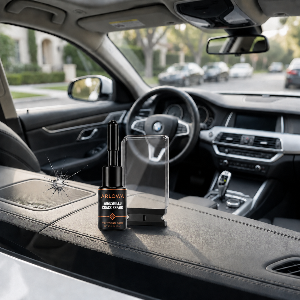 ARLOWA crack repair bottle inside a car